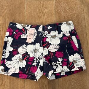 Ann Taylor Navy and Floral Shorts with Pink and White Flowers NWT
